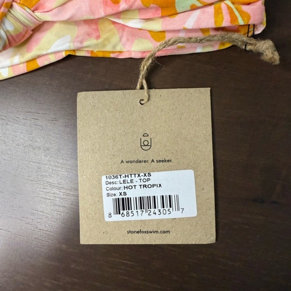 Stone Fox Swim Lele Bandeau Bikini‎ Top in Hot Tropix Print XS NWT - Picture 11 of 11